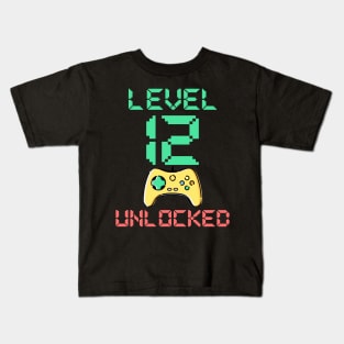 Level 12 Unlocked - 12 Year Old Gamer Funny Birthday Kids T-Shirt